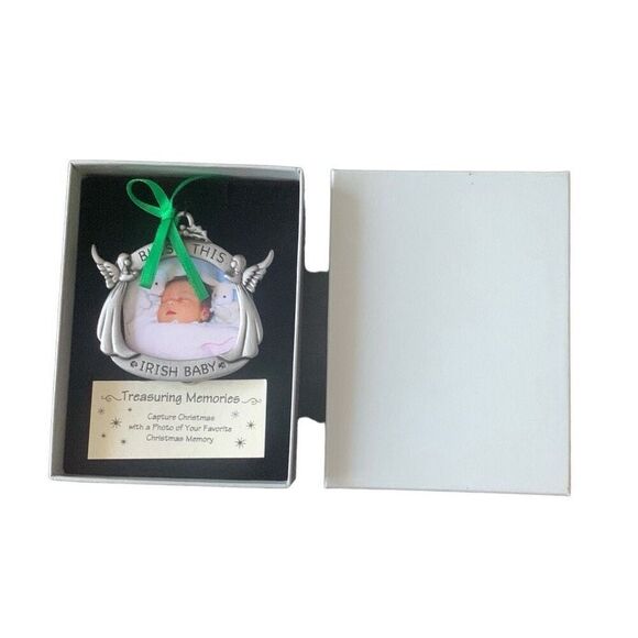 New Treasuring Memories Irish Baby Ornament With Gift Box Photo Frame Great Gift - Picture 5 of 8